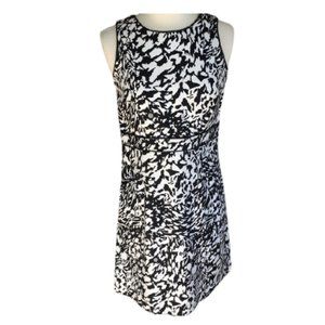 TORY BURCH Dress Abstract Print Logo Black White 4